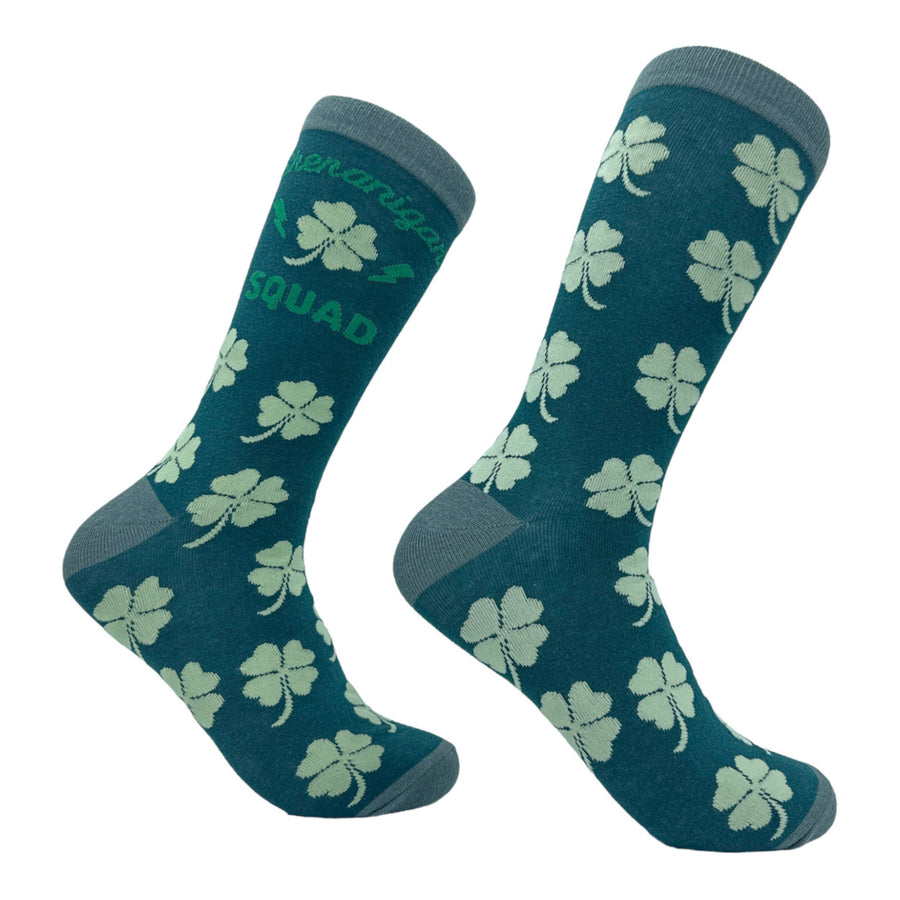 Womens Shenanigans Squad Socks Funny St Paddys Day Novelty Clover Footwear Image 1