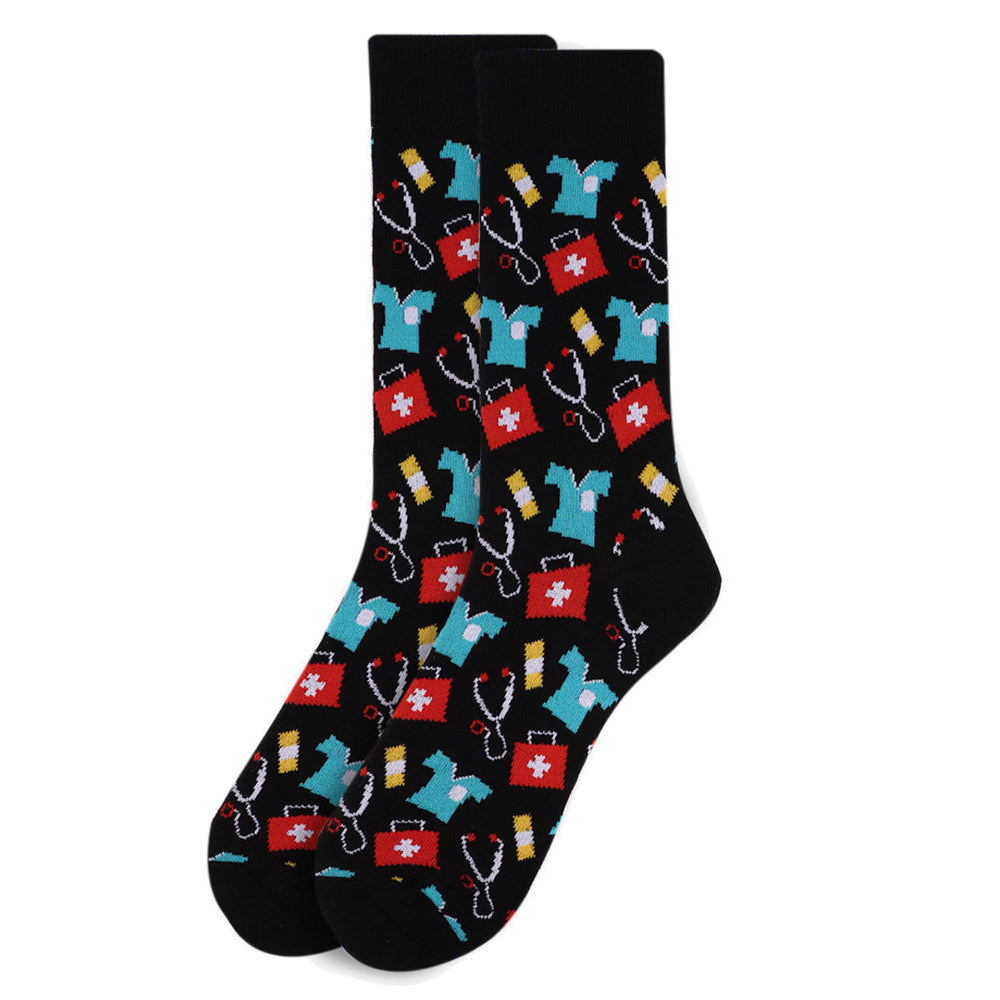 Doctors Nurse Medical Team Socks Men Novelty Socks Personalized Socks Doctor Gifts Cool Socks Gift Cool Nurse Gift Black Image 2