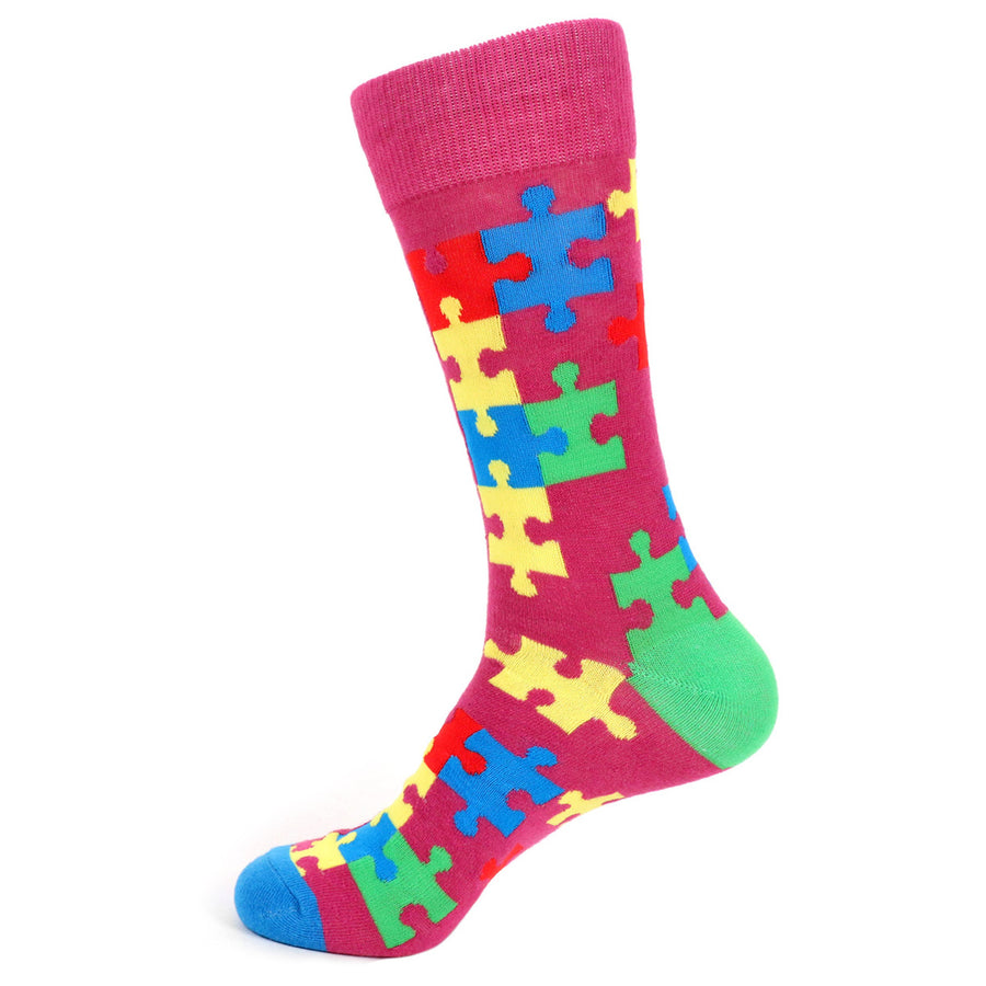 Autism Awareness Socks Puzzle Pieces Image 1