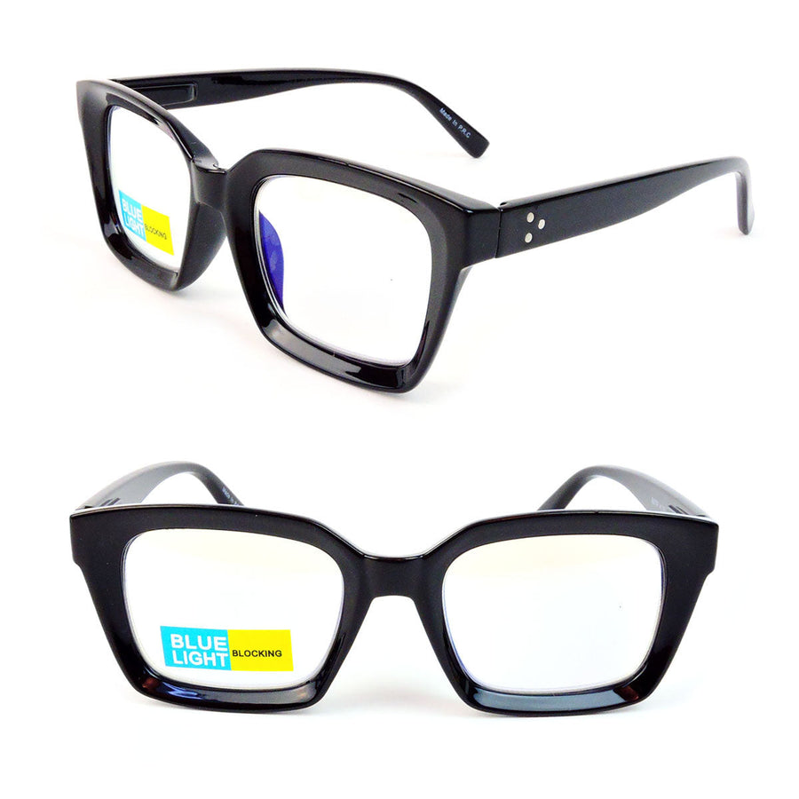 Blue Light Blocking Glasses Thick Rectangle Preppy Look - Reading Glasses Image 1