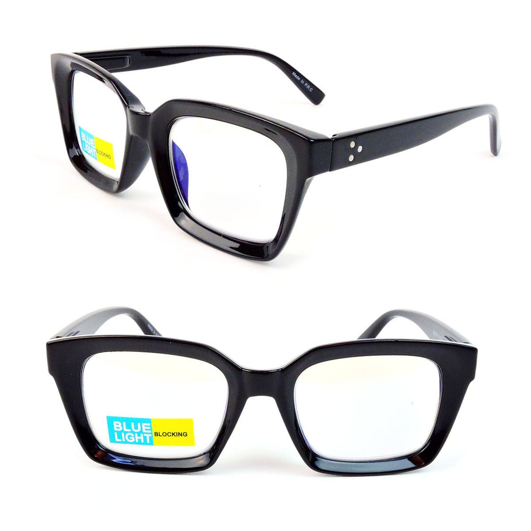 Blue Light Blocking Glasses Thick Rectangle Preppy Look - Reading Glasses Image 4