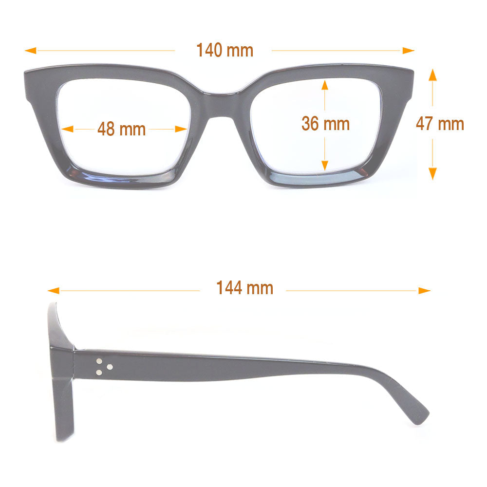 Blue Light Blocking Glasses Thick Rectangle Preppy Look - Reading Glasses Image 6