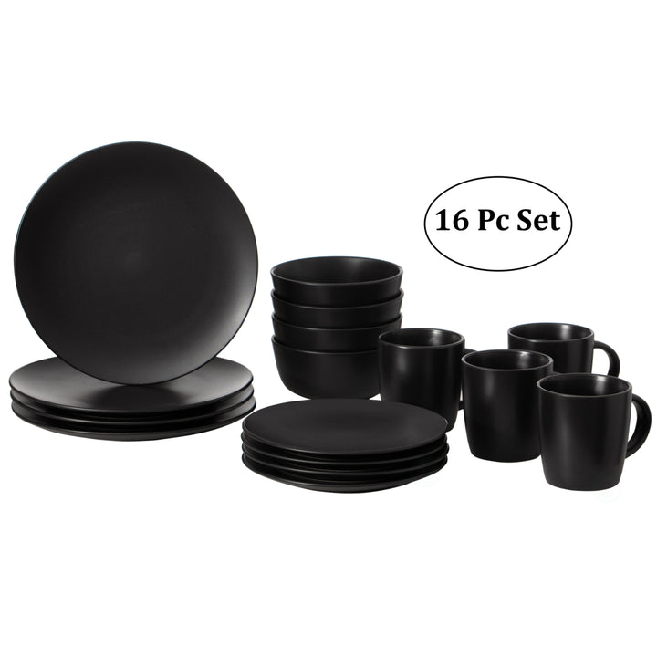 16 PC Spin Wash Dinnerware Dish Set for 4 Person MugsSalad and Dinner Plates and Bowls SetsDishwasher and Microwave Safe Image 9