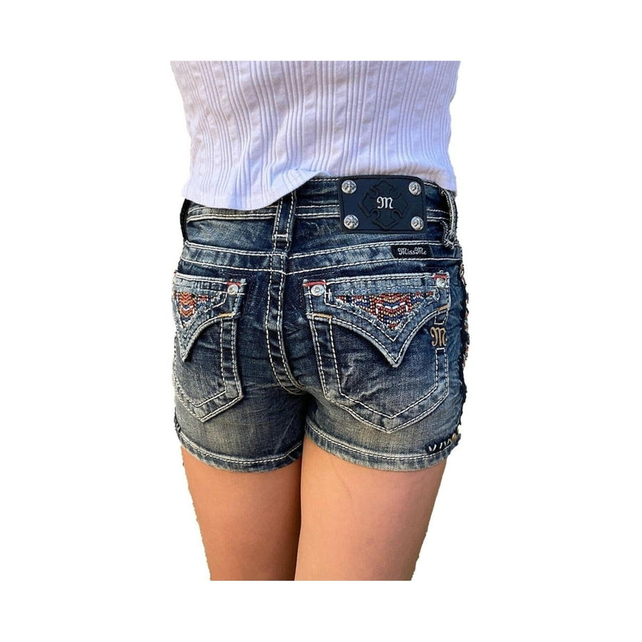 Girls Miss Me Jeans Low Rise Festival Aztec Southwestern Denim Shorts Kids 10 Image 1