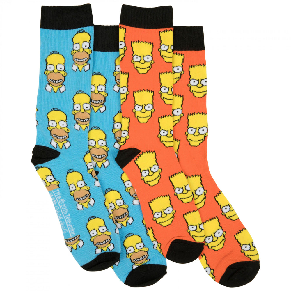 The Simpsons Bart and Homer 2-Pair Pack of Casual Crew Socks Image 2