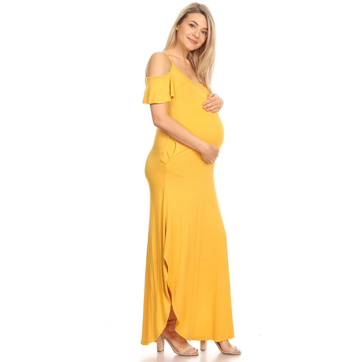 White Mark Womens Maternity Cold Shoulder Maxi Dress Image 9