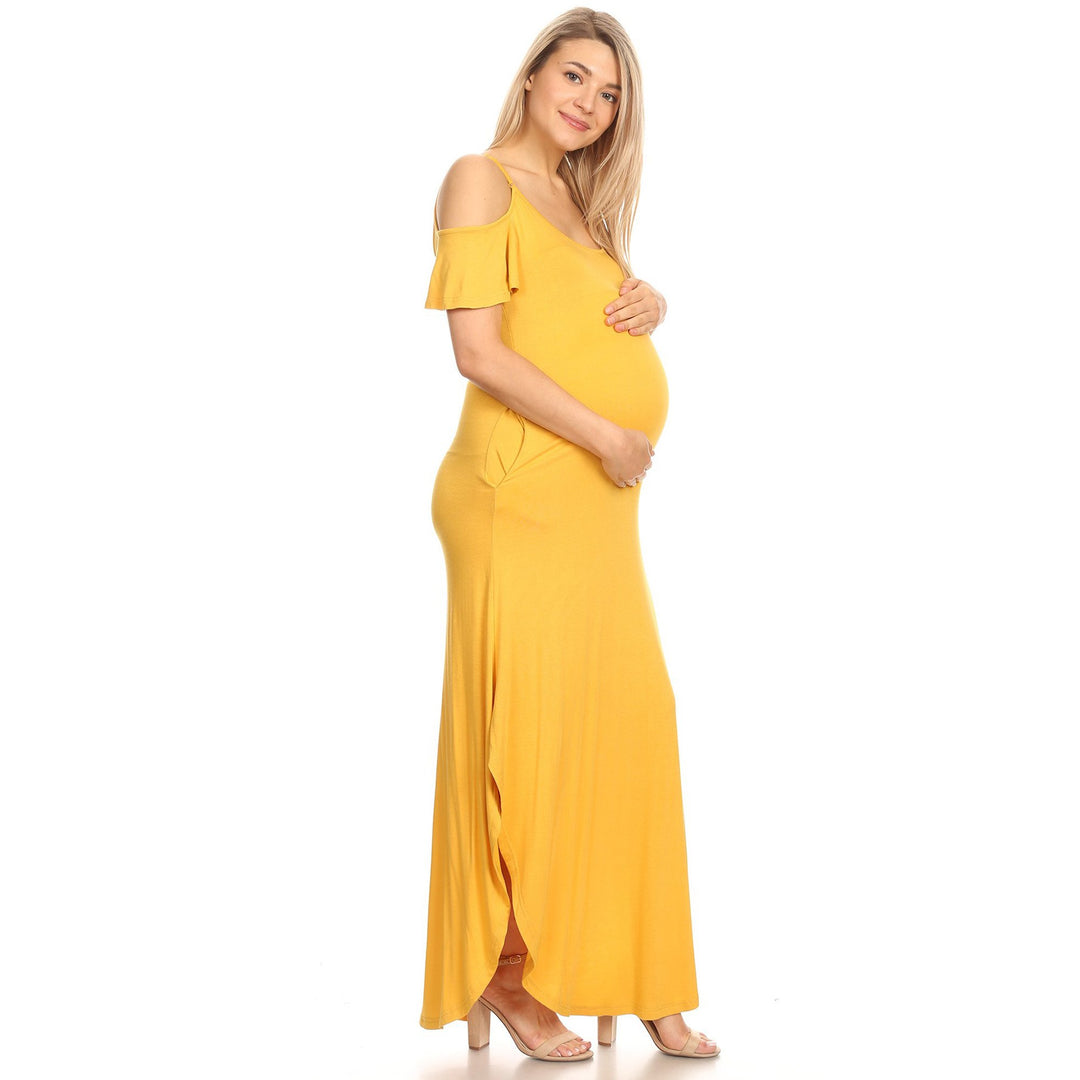 White Mark Womens Maternity Cold Shoulder Maxi Dress Image 1