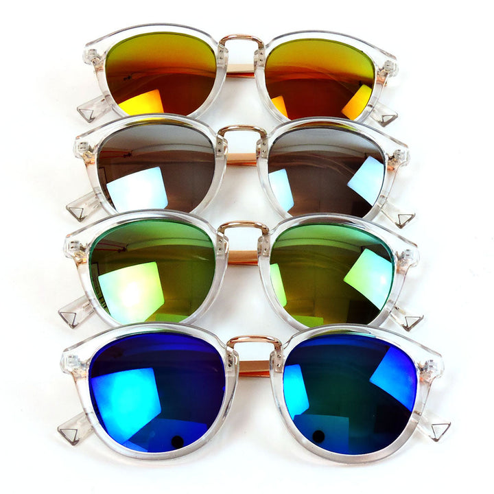 Retro Unisex Clear Frame Sunglasses Mirror UV400 Lens Round Glasses Image 3