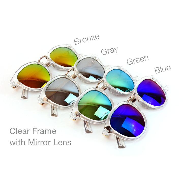 Retro Unisex Clear Frame Sunglasses Mirror UV400 Lens Round Glasses Image 4