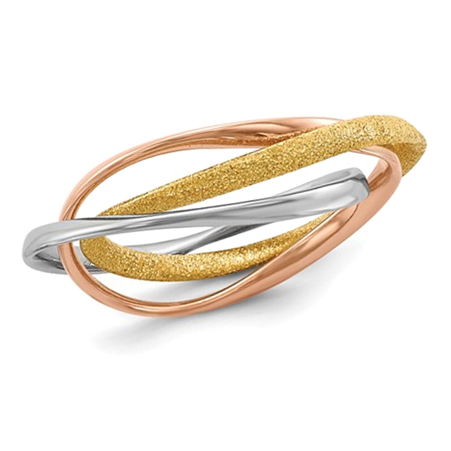 Rose and Yellow Gold Plated Sterling Silver Intertwined Ring Image 1