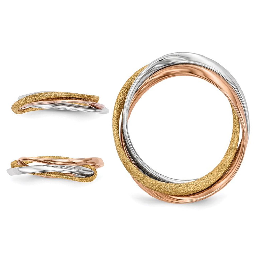 Rose and Yellow Gold Plated Sterling Silver Intertwined Ring Image 2
