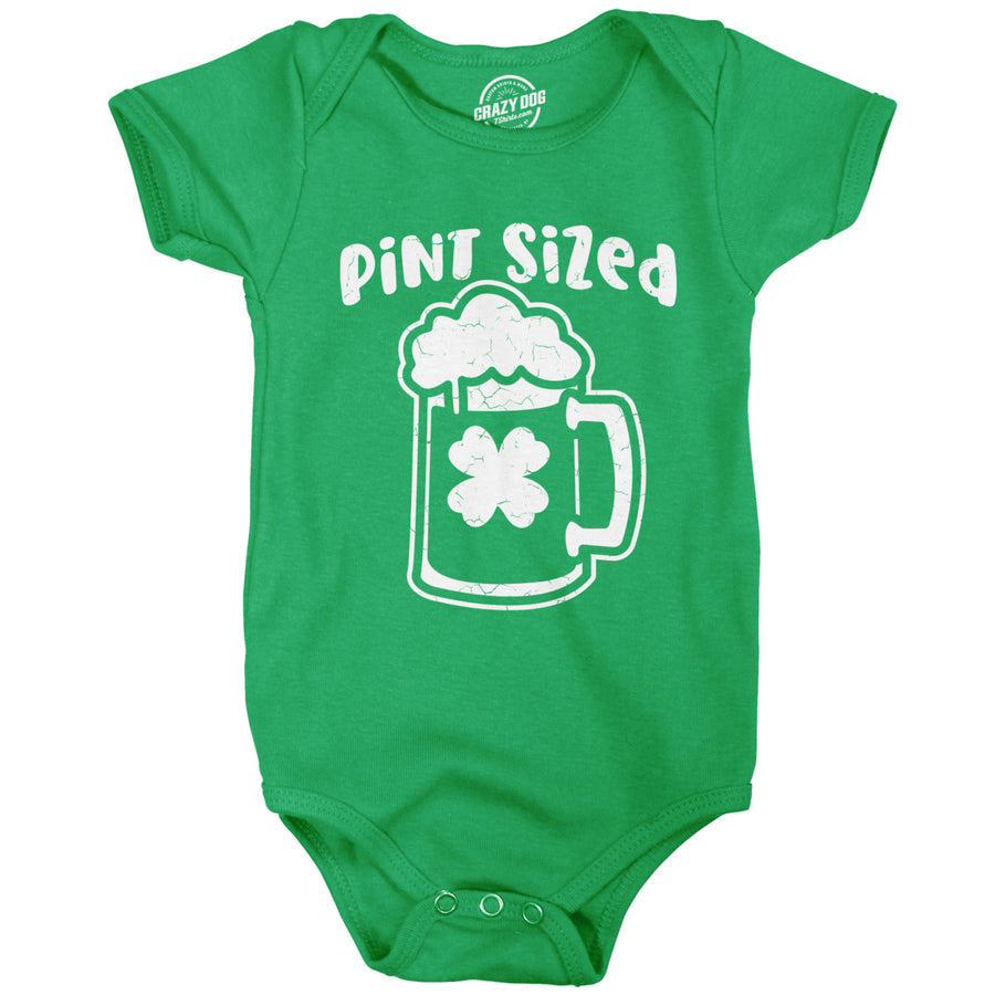Pint Sized Baby Bodysuit Funny St Patricks Day Jumper For Infants Image 1