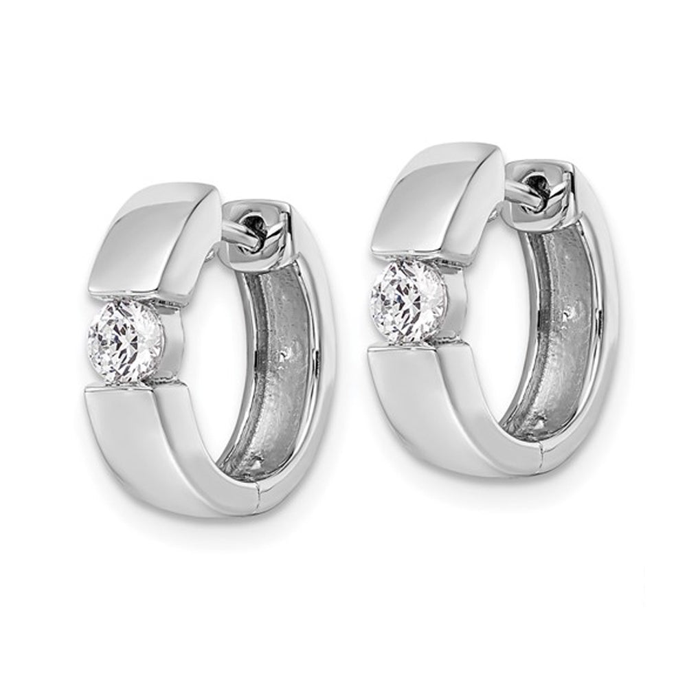 1/3 Carat (ctw VS2-SI1D-E-F) Lab Grown Diamond Hoop Earrings in 14K White Gold Image 2