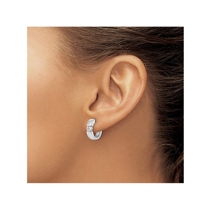 1/3 Carat (ctw VS2-SI1D-E-F) Lab Grown Diamond Hoop Earrings in 14K White Gold Image 3