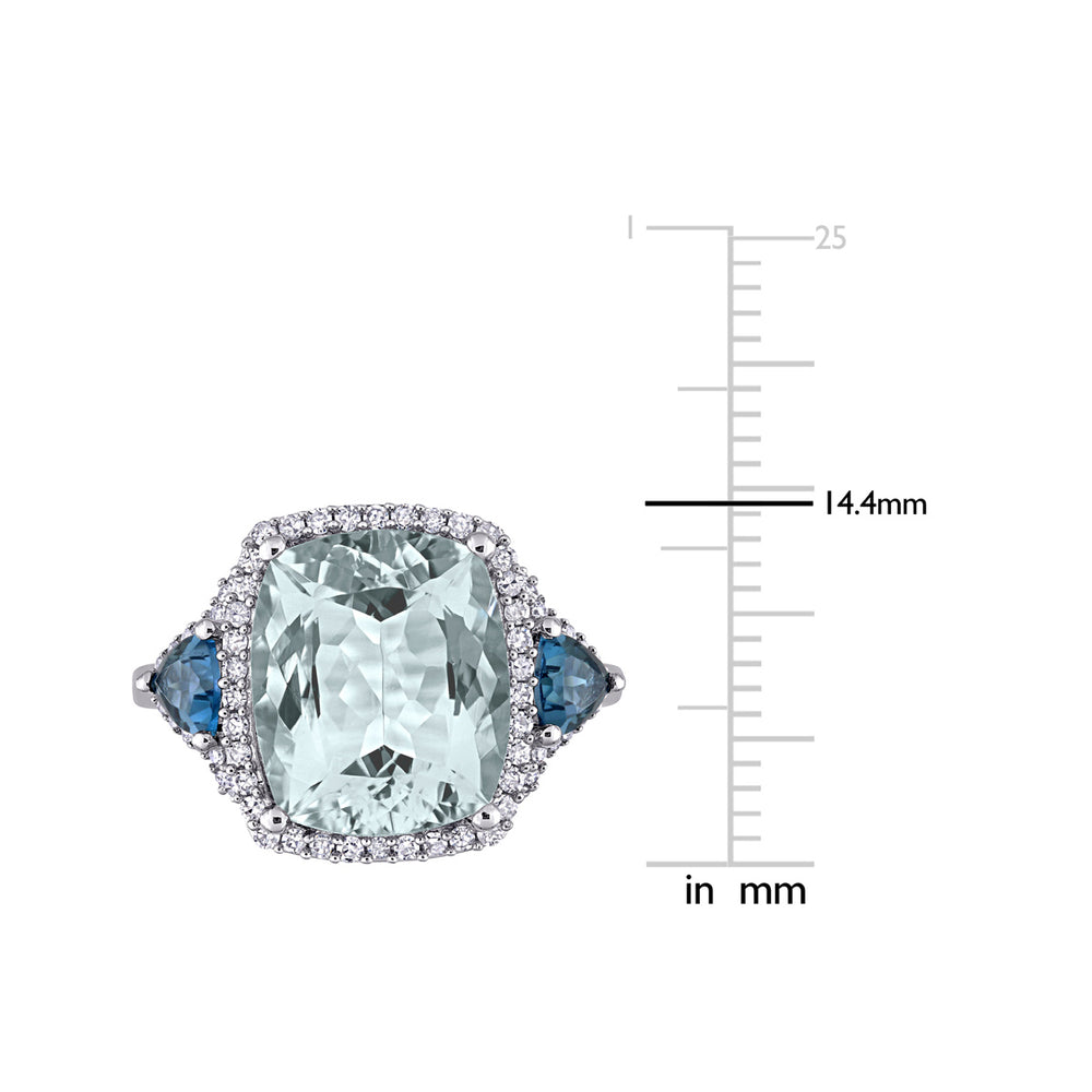 5.60 Carat (ctw) Aquamarine and London Blue Topaz Cocktail Ring in 14K White Gold with Diamonds (SI2-I1G-H) Image 2