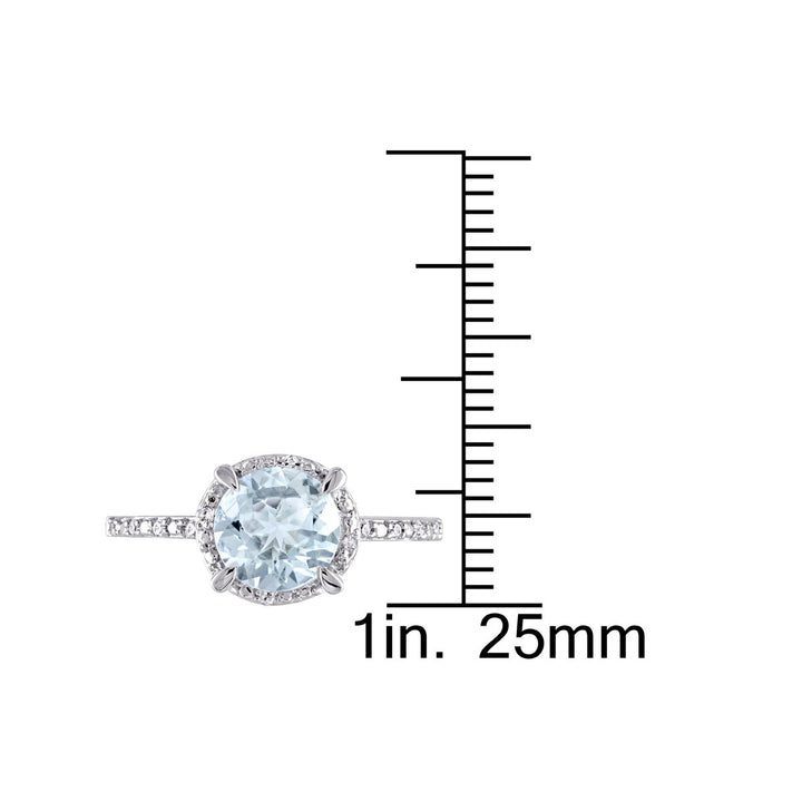 1.15 Carat (ctw) Aquamarine Ring with Diamonds in 10K White Gold Image 3