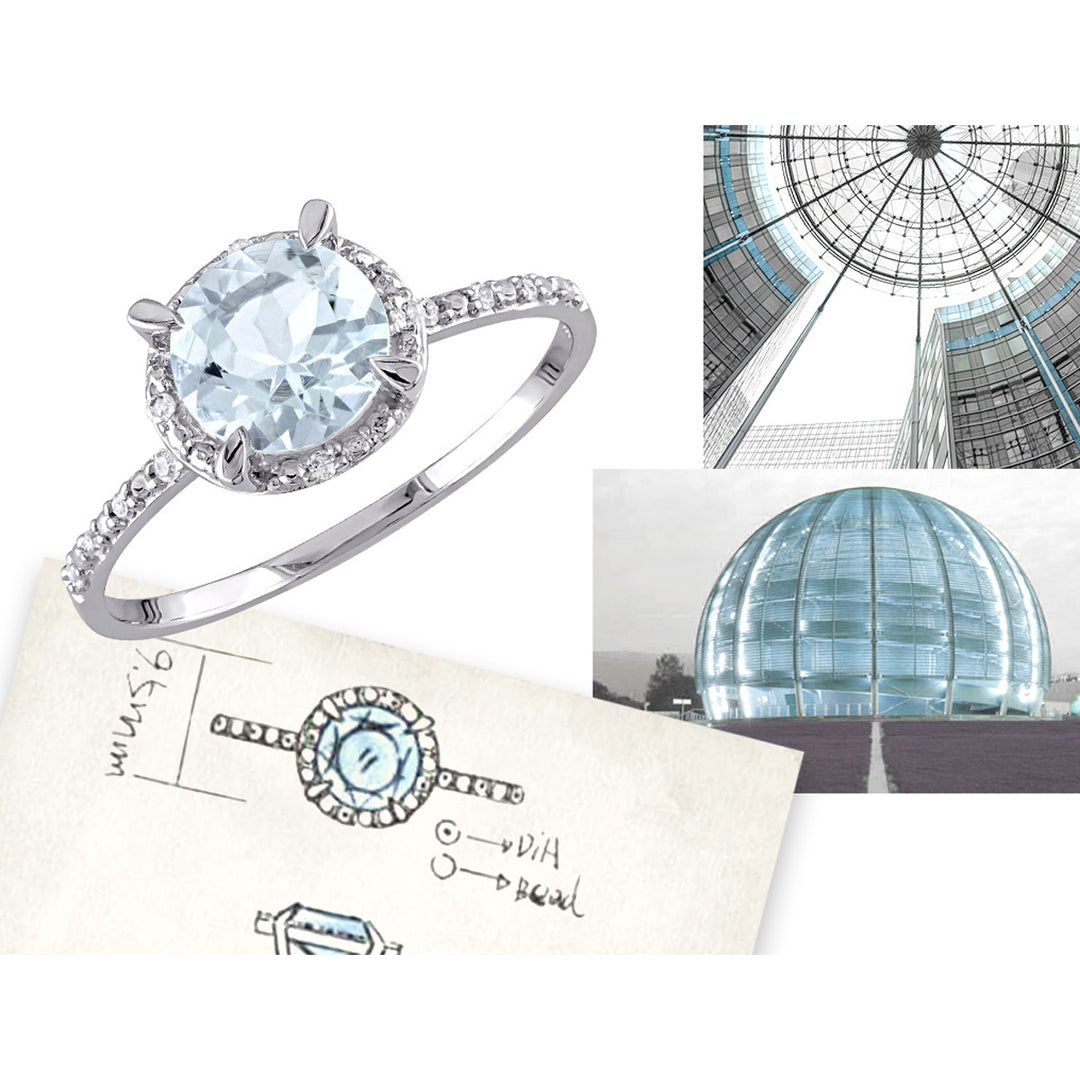 1.15 Carat (ctw) Aquamarine Ring with Diamonds in 10K White Gold Image 4