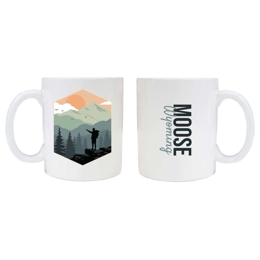 Moose Wyoming Souvenir Hike Outdoors Design 8oz Coffee Mug 2-Pack Image 1
