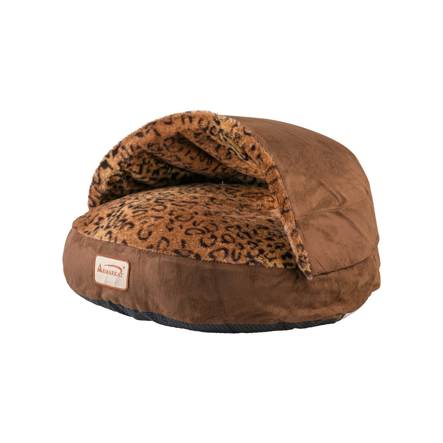 Armarkat Cuddle Cave Cat Bed For Cat Kitty Puppy Animals C31 Mocha and Leopard Image 1