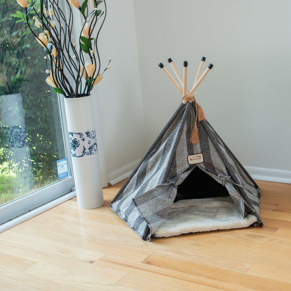 Armarkat Cat Bed Model C56 Teepee Style with Striped Pattern Image 2