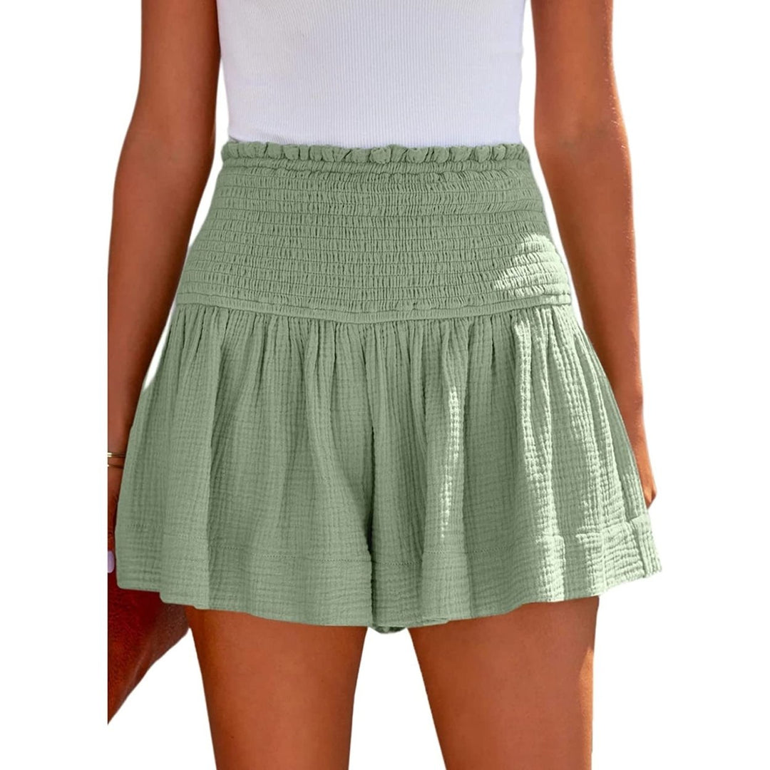 Shorts for Women High Waisted Flowy Shorts 2023 Pleated Elastic Waist Wide Leg Womens Shorts Casual Beach Image 1