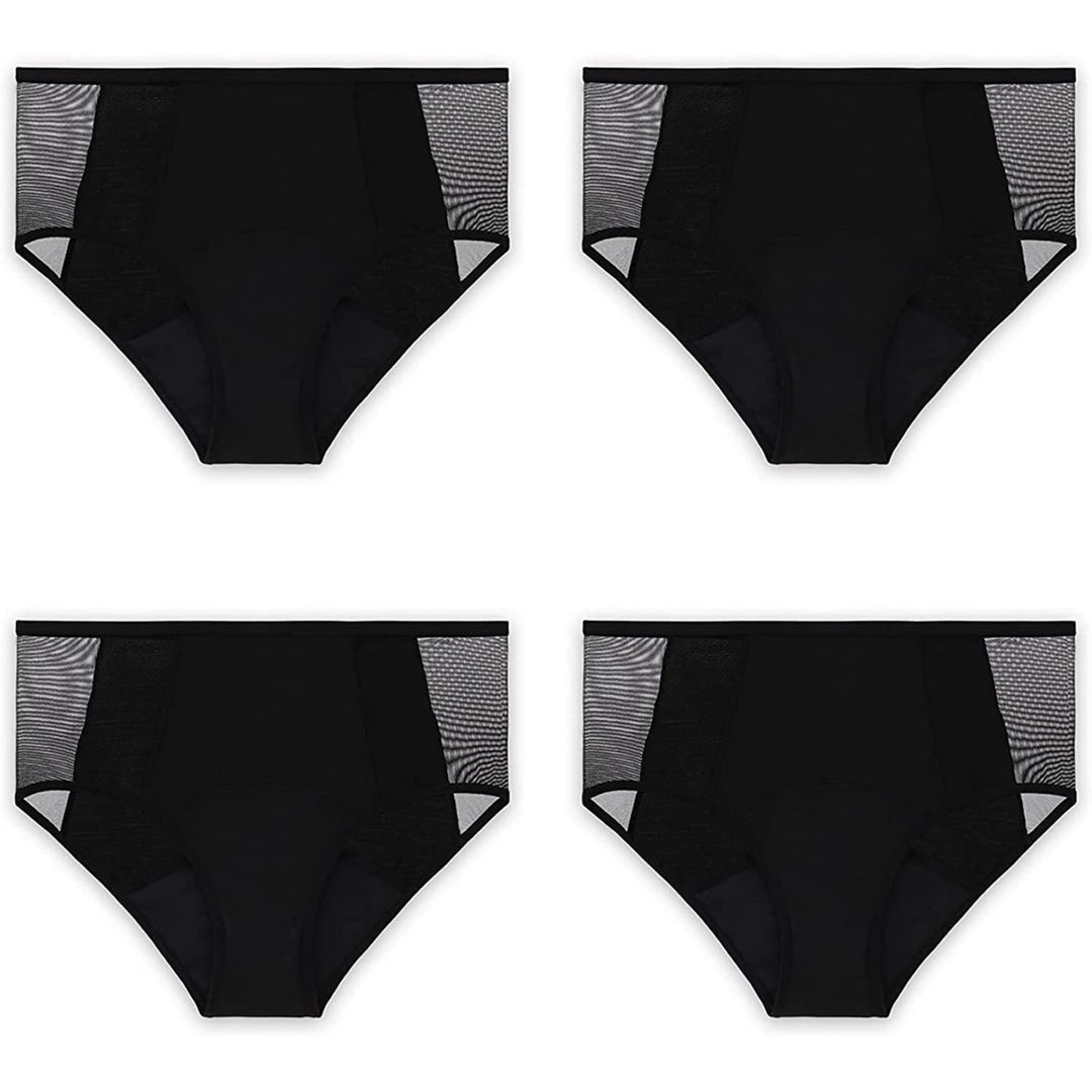 Sexy Womens Cut-Out Sexy Leakproof High Absorption Plus Size Menstrual Panties Lace Decorative Mesh Panties 4 Pack Image 2
