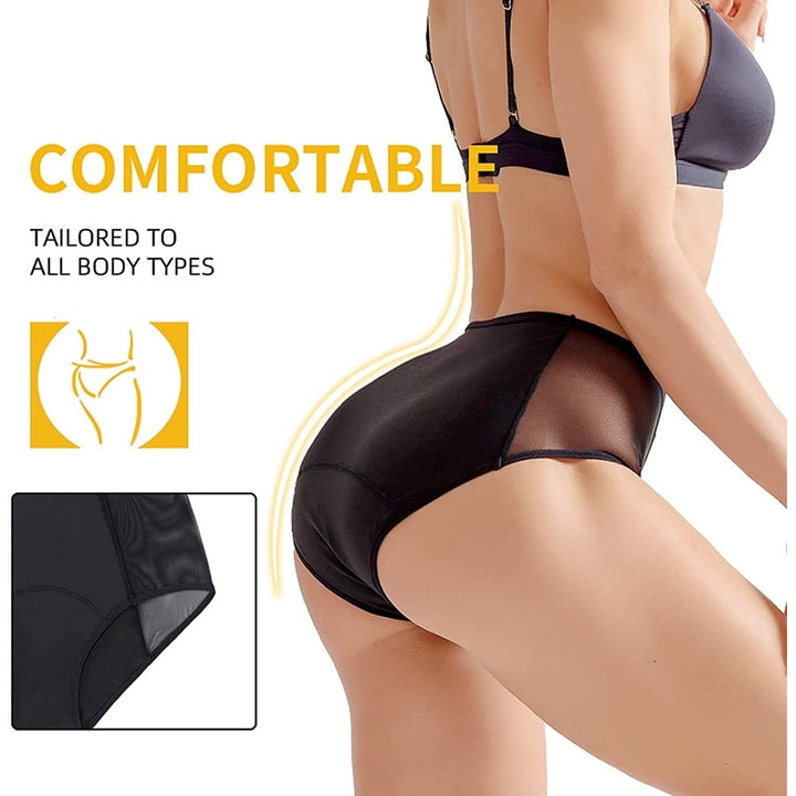 Sexy Womens Cut-Out Sexy Leakproof High Absorption Plus Size Menstrual Panties Lace Decorative Mesh Panties 4 Pack Image 6