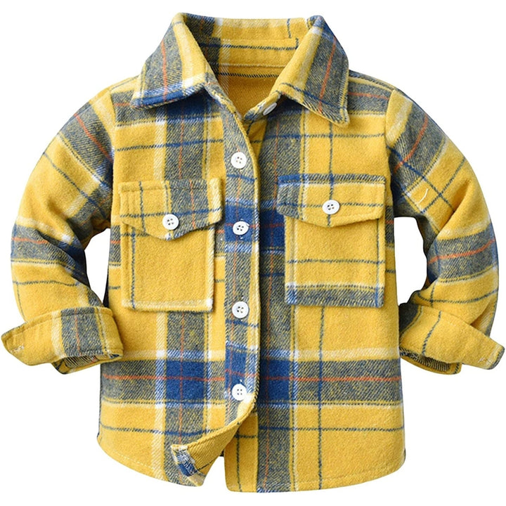 Kids Toddler Baby Boy Girl Shirt Jacket Plaid Long Sleeve Button Down Shacket Warm Shacket Coat with Pockets Image 8