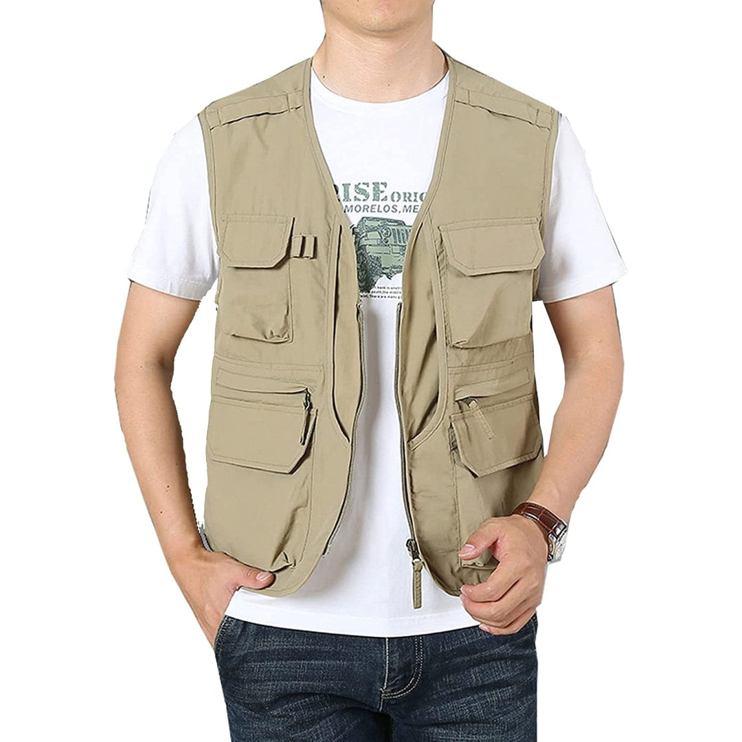 Mens Outdoor Lightweight Utility Fly Fishing Travel Safari Cargo Vest Waistcoat Image 8
