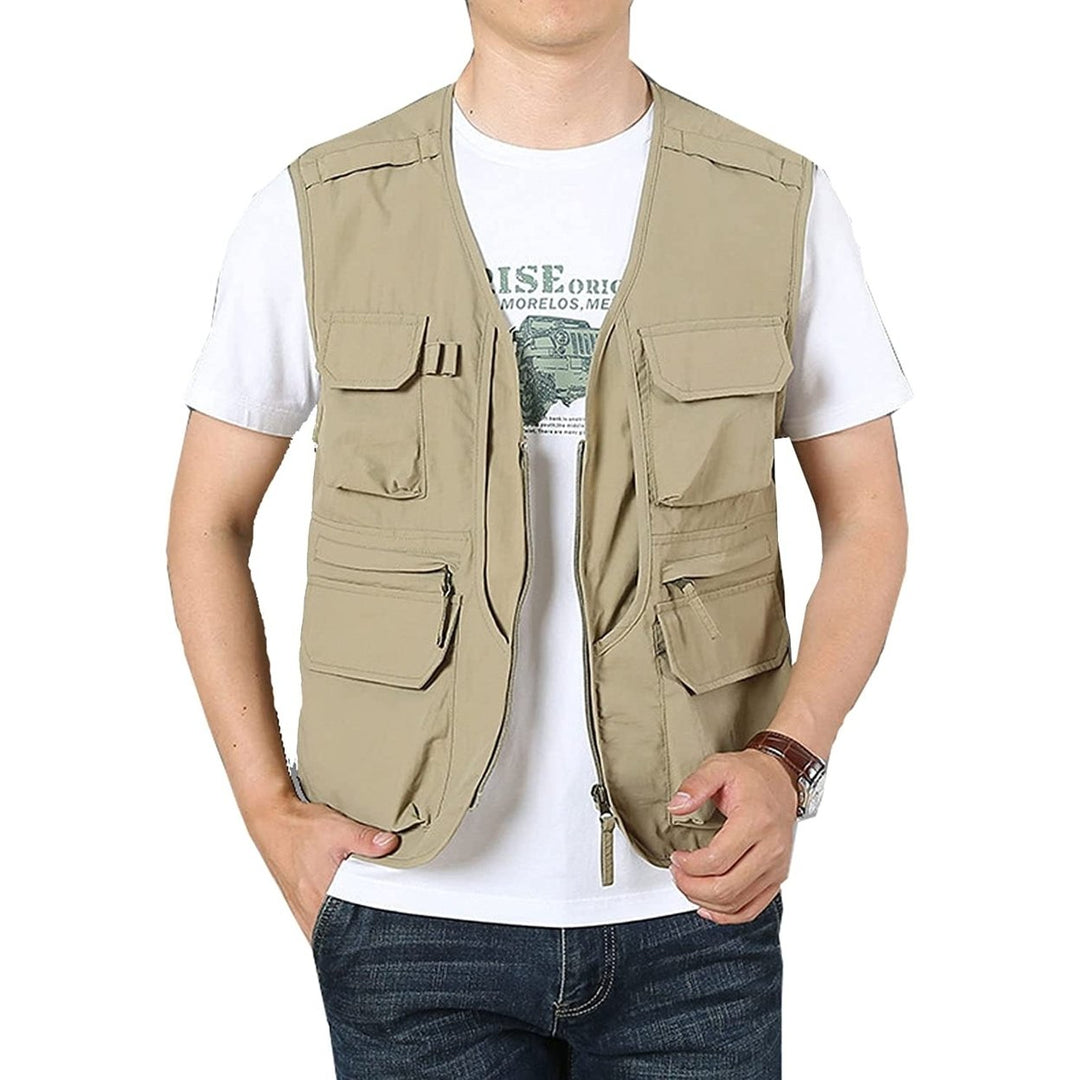 Mens Outdoor Lightweight Utility Fly Fishing Travel Safari Cargo Vest Waistcoat Image 1