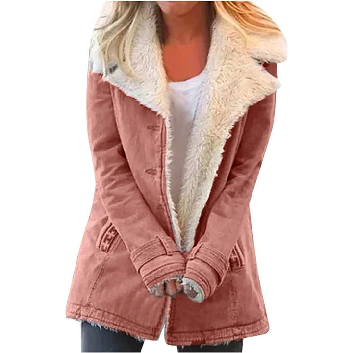 2022 Winter Warm Coats for Women Thicken Fuzzy Fleece Jacket Composite Plush Button Lapel Hooded Flannel Sherpa Cardigan Image 10