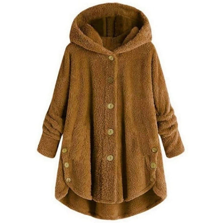 Womens Coat Hooded Solid Color Loose Sweater Winter Fashion Casual Plush Top Image 1