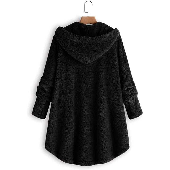 Womens Coat Hooded Solid Color Loose Sweater Winter Fashion Casual Plush Top Image 12