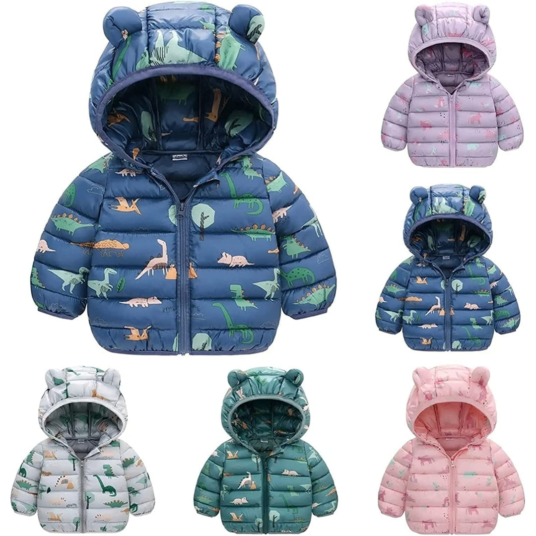 2022 Winter Coats for Kids with Hooded Toddler 3D Ear Hoodie Warm Lined Jacket for Baby Boys Girls Image 3
