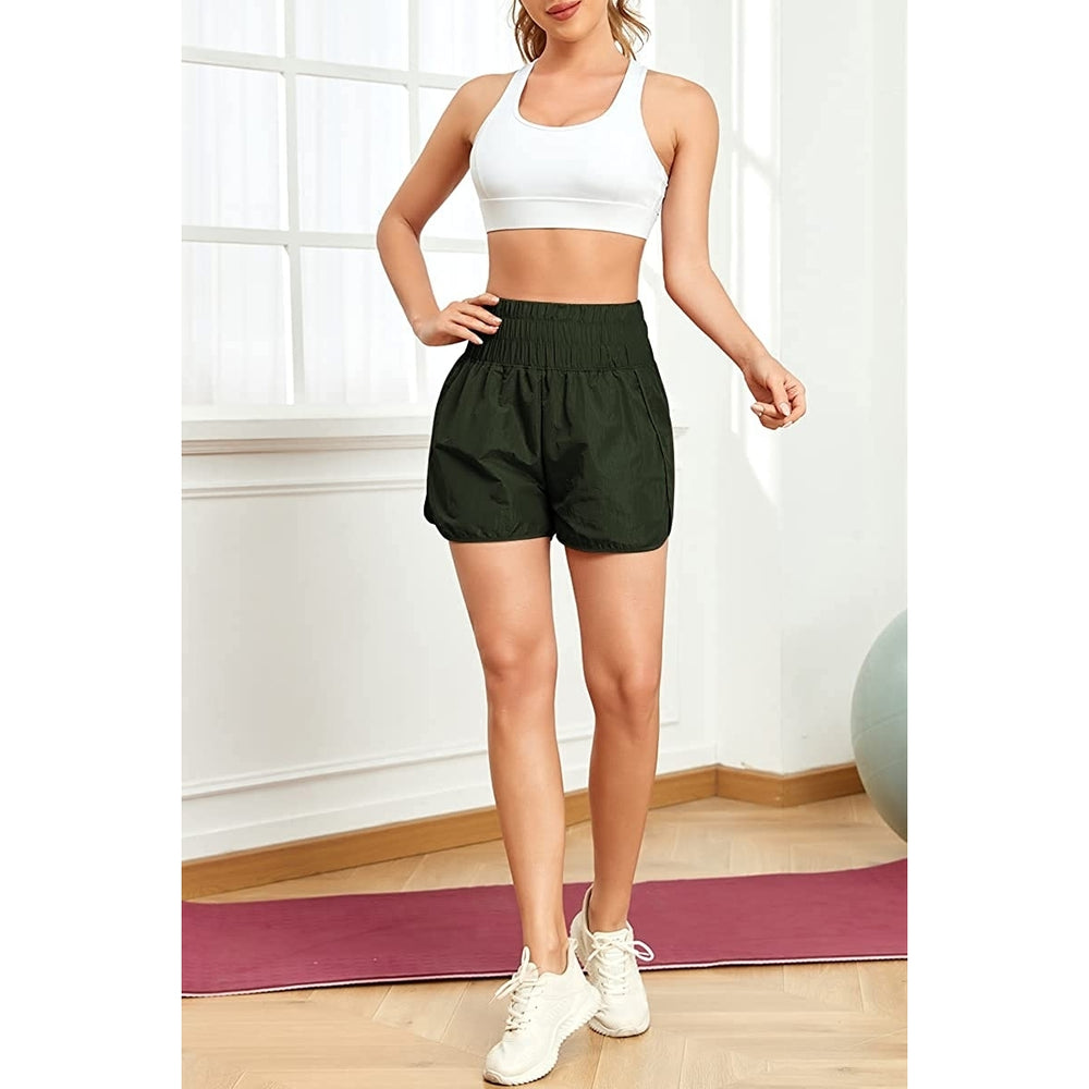 Womens High Waisted Athletic Shorts Elastic Casual Summer Running Athletic Quick Dry Gym Shorts Pants Image 2