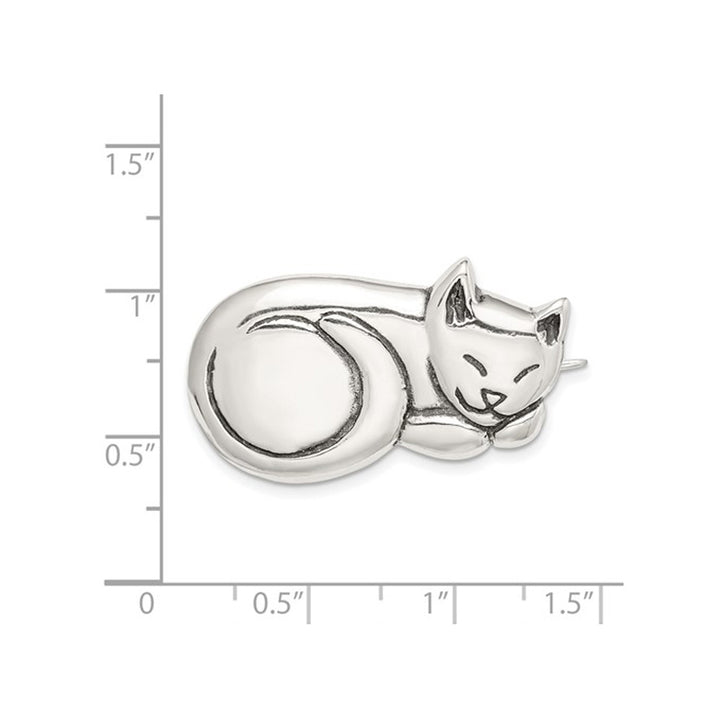 Cat Pin Brooch in Sterling Silver Image 2