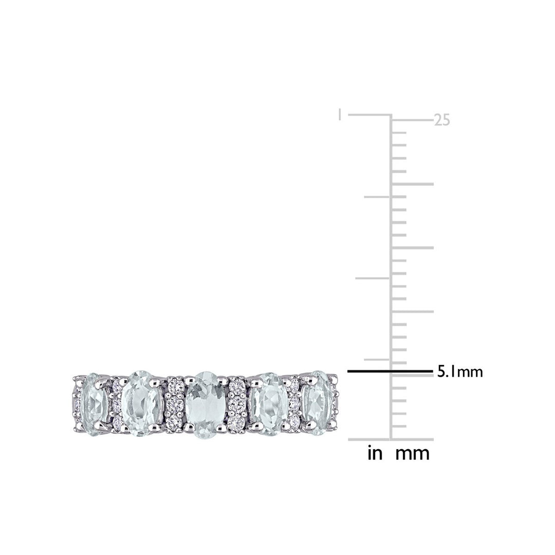 1.25 Carat (ctw) Aquamarine Semi-Eternity Ring in 14K White Gold Image 3