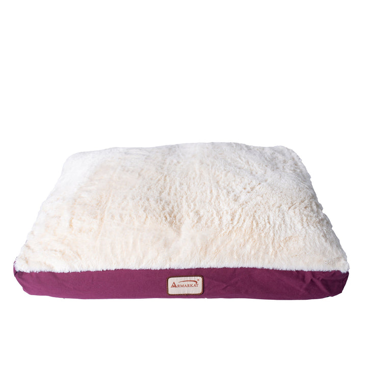 Armarkat Model M02 Double Extra Large Pet Bed Mat with Poly Fill Cushion in Ivory and Burgundy Image 4