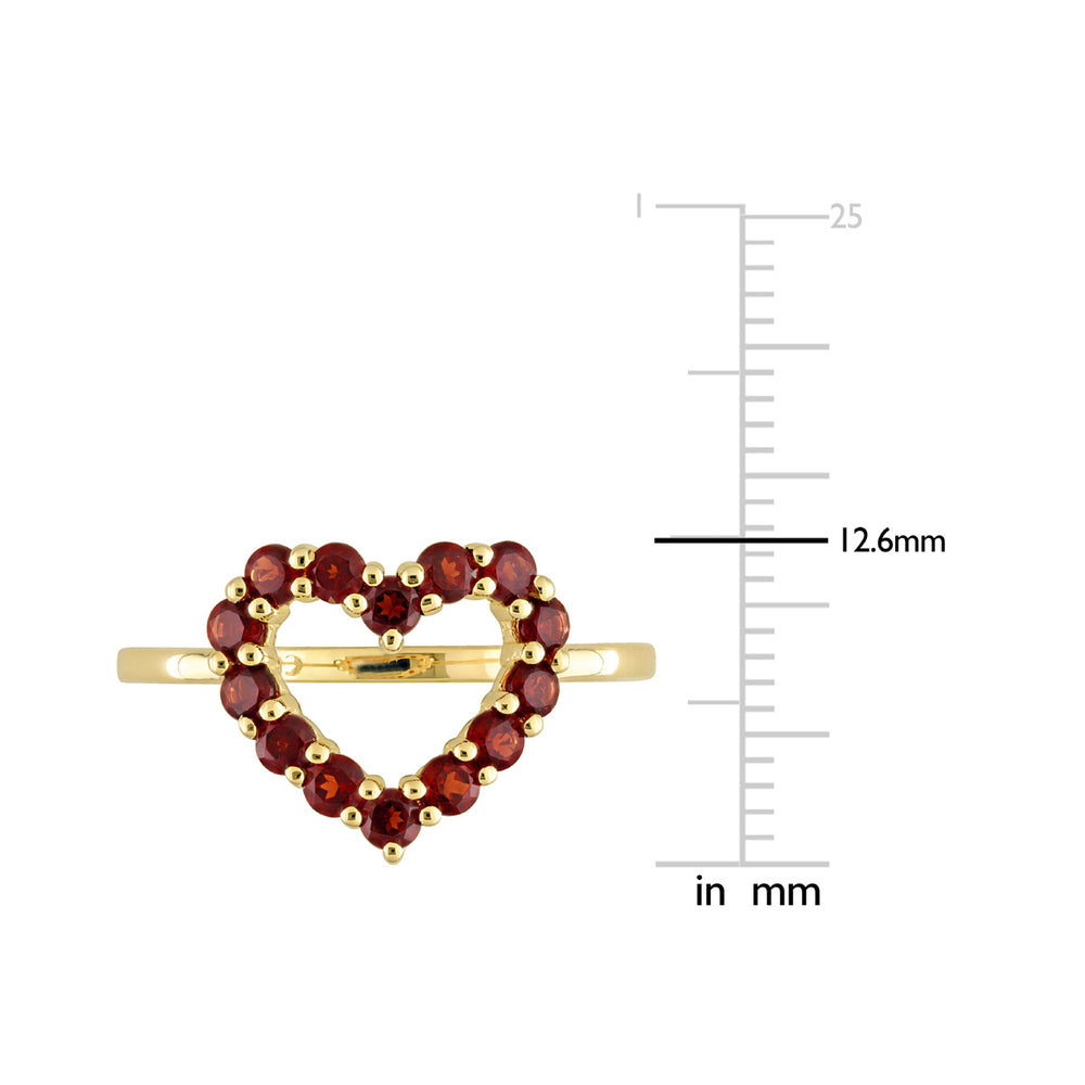 4/5 Carat (ctw) Garnet Heart Promise Ring in 10K Yellow Gold Image 2