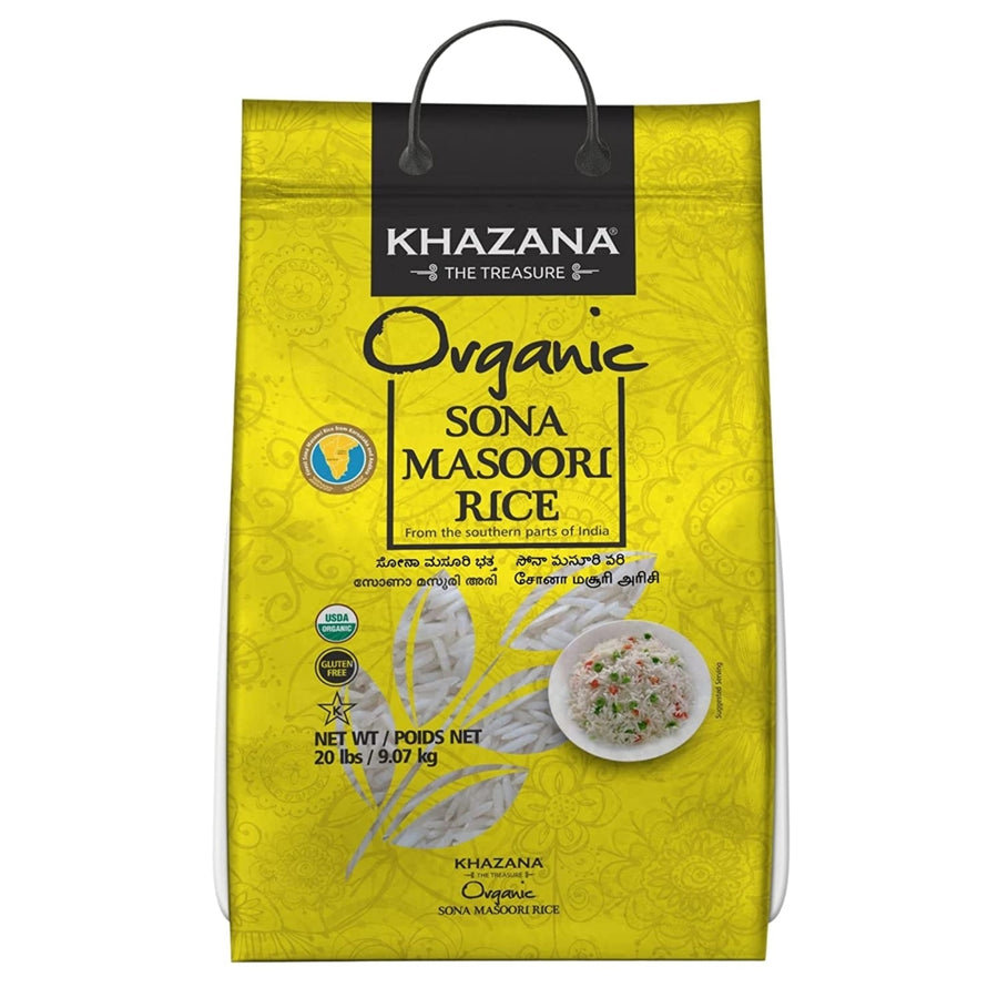 Khazana Organic Sona Masoori Rice20 Pounds Image 1