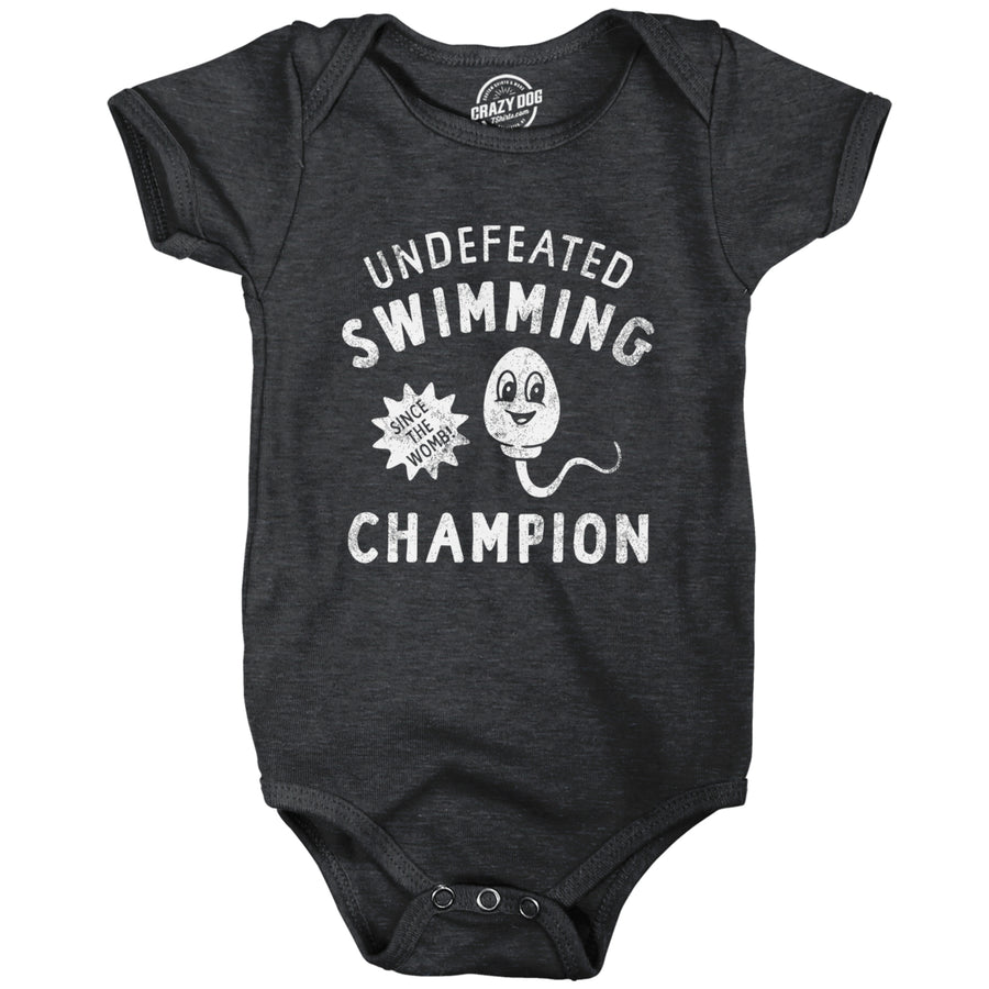 Undefeated Swimming Champion Baby Bodysuit Funny Sperm Joke Jumper For Infants Image 1