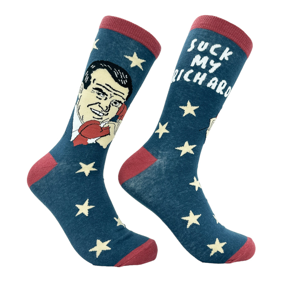 Mens Suck My Richard Socks Funny Offensive Nixon Sex Joke Footwear Image 1