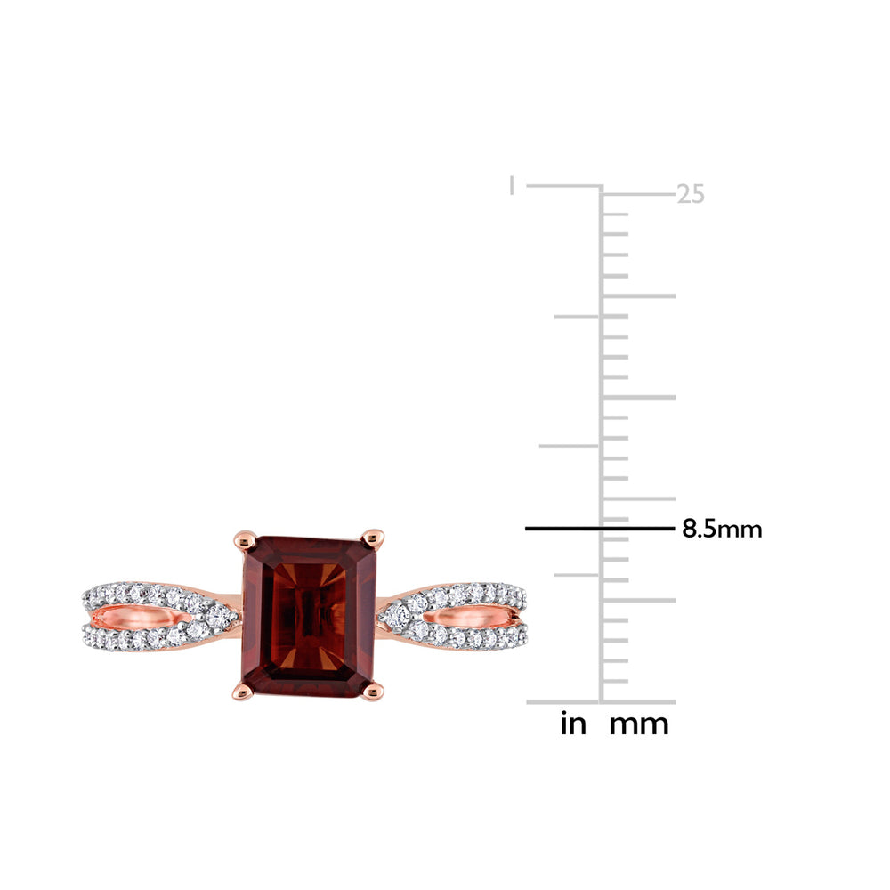 2.13 Carat (ctw) Octagon Garnet Ring in 14K Rose Pink Gold with Diamonds Image 2