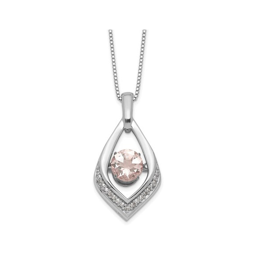 3/4 Carat (ctw) Vibrant Morganite Pendant Necklace in Sterling Silver with Chain and Diamonds Image 1