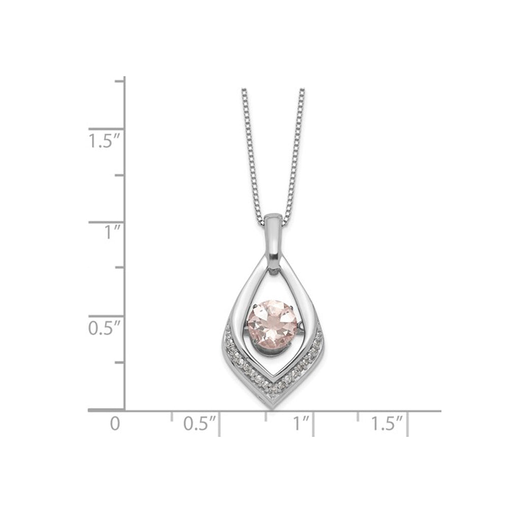 3/4 Carat (ctw) Vibrant Morganite Pendant Necklace in Sterling Silver with Chain and Diamonds Image 2