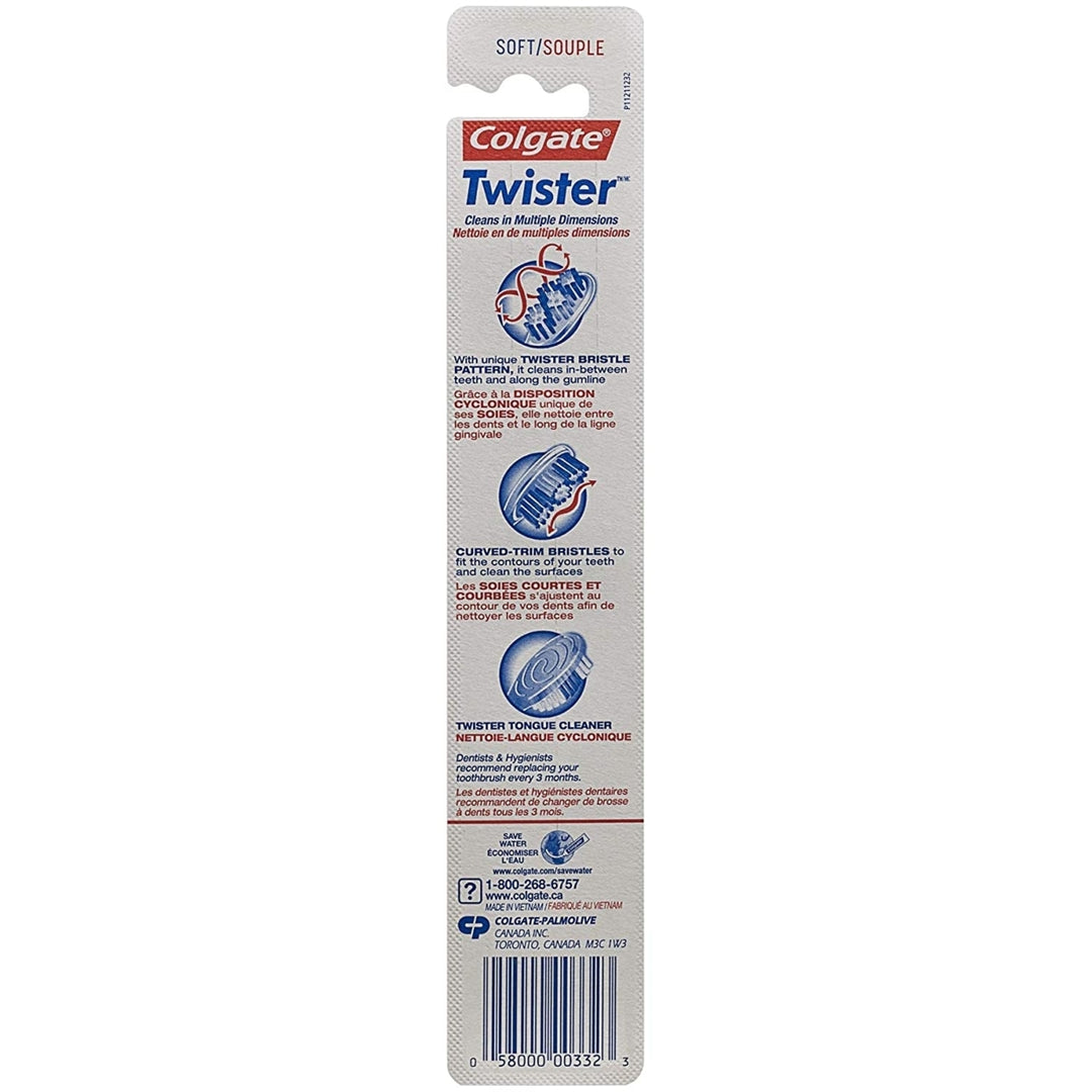 (6 Pack) Colgate Twister Soft Toothbrush with Tongue Cleaner Image 4