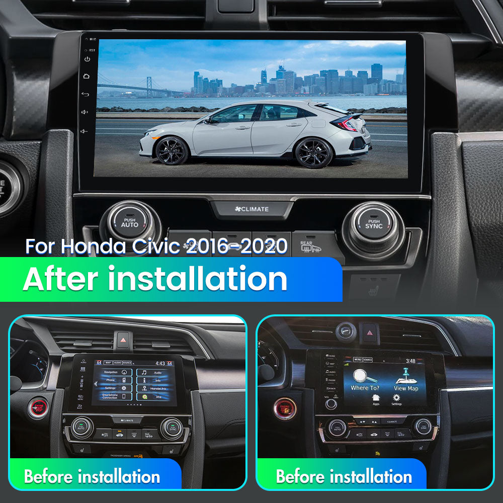 AWESAFE Car Radio Stereo for Honda Civic 2016-2020Built in CarPlayAndroid AutoDSPGPS Navigation Image 2