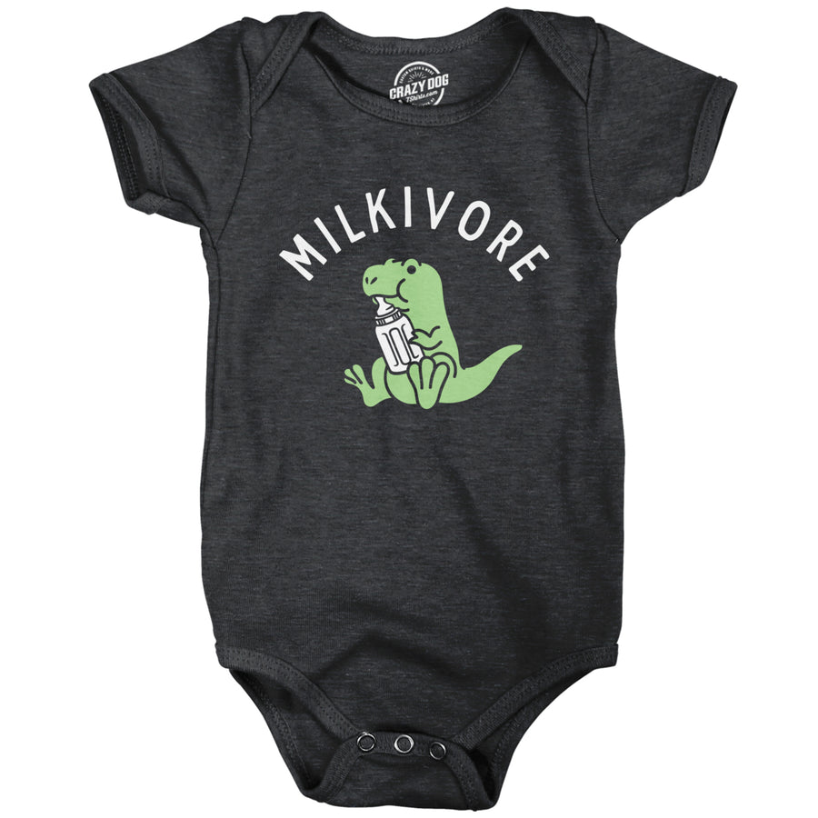 Milkivore Baby Bodysuit Funny Cute Milk Drinking Baby Dinosaur Jumper For Infants Image 1