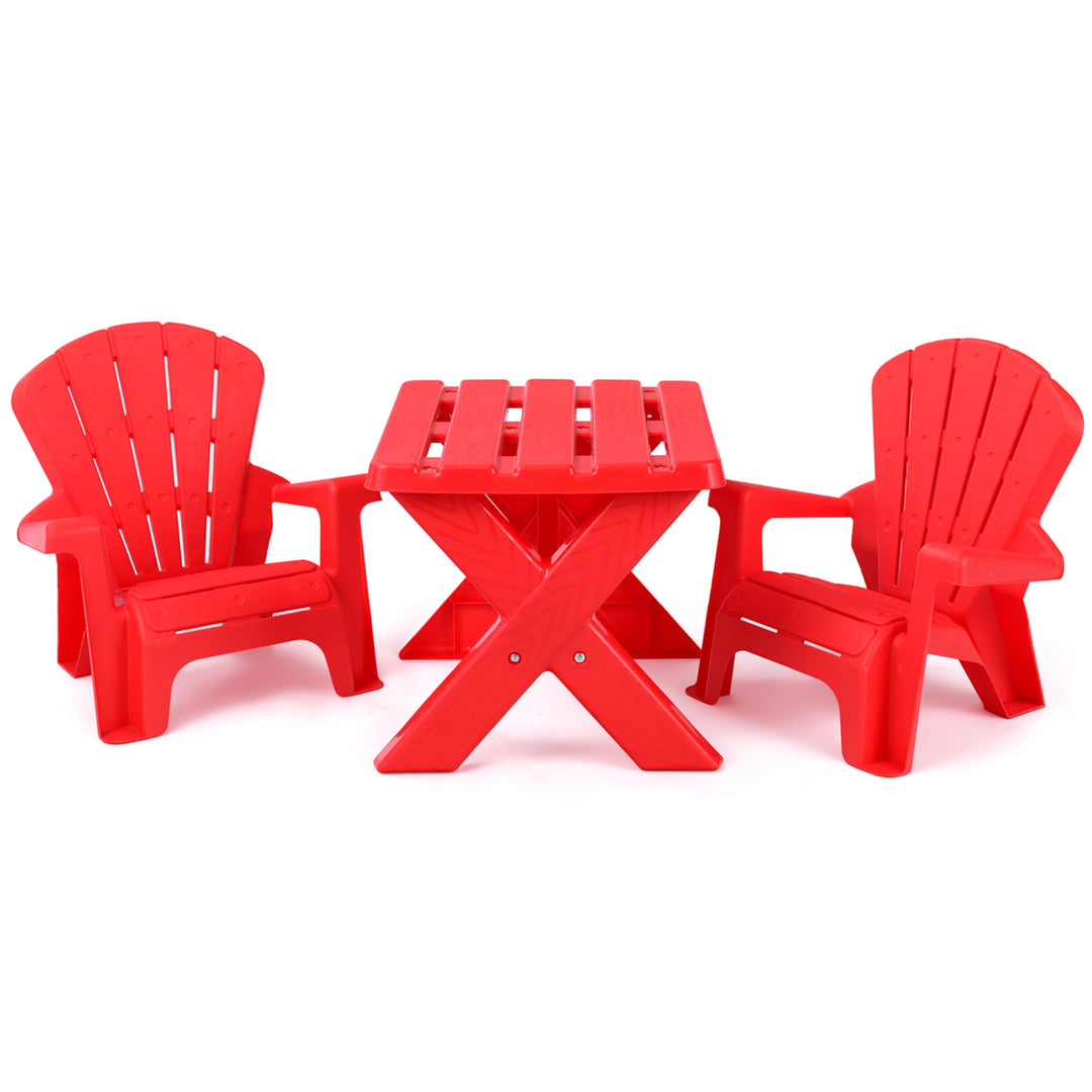 Plastic Children Kids Table and Chair Set 3-Piece Play Furniture In/Outdoor Red Image 8