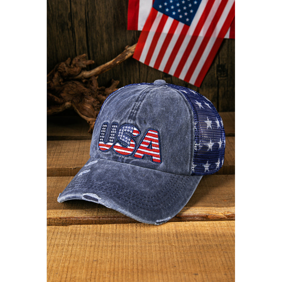 Blue USA Embroidered Mesh Cap Embroidered Baseball Image 1
